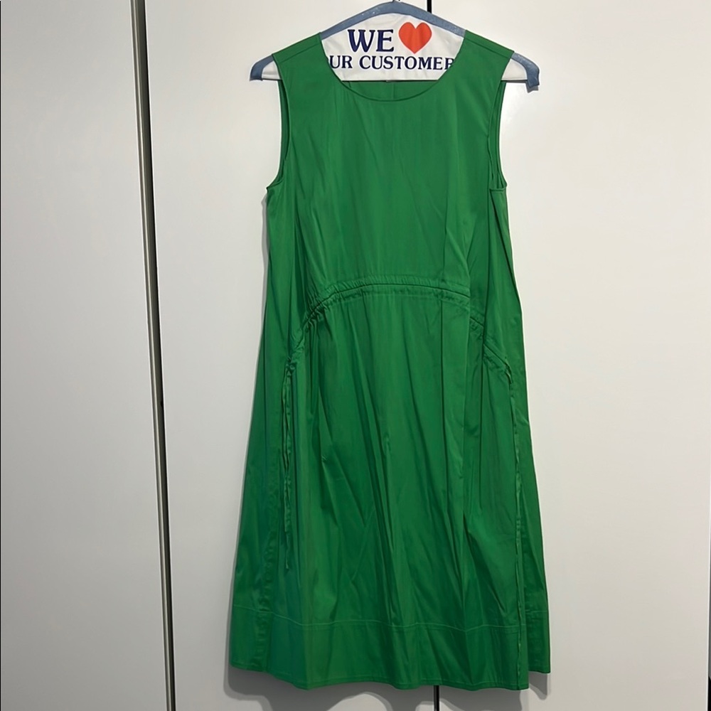🔥🔥Halogen – Drawcord Stretch Cotton Blend Dress - GREEN KELLY / M